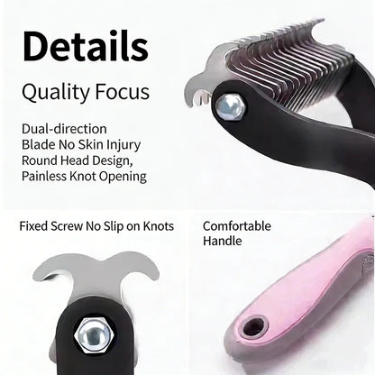 Double Sided Pet Dematting Comb Stainless Steel Brush for Cats Dogs Shedding Remover Pet Grooming Tool for Long Short Hair Pets