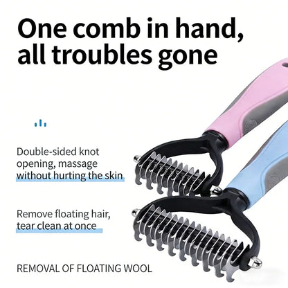 Double Sided Pet Dematting Comb Stainless Steel Brush for Cats Dogs Shedding Remover Pet Grooming Tool for Long Short Hair Pets