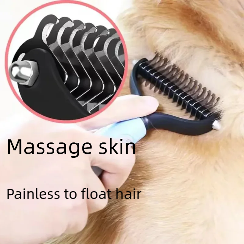 Double Sided Pet Dematting Comb Stainless Steel Brush for Cats Dogs Shedding Remover Pet Grooming Tool for Long Short Hair Pets