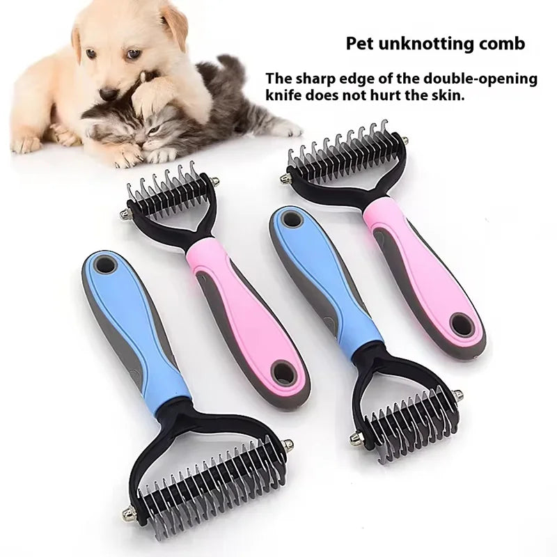 Double Sided Pet Dematting Comb Stainless Steel Brush for Cats Dogs Shedding Remover Pet Grooming Tool for Long Short Hair Pets