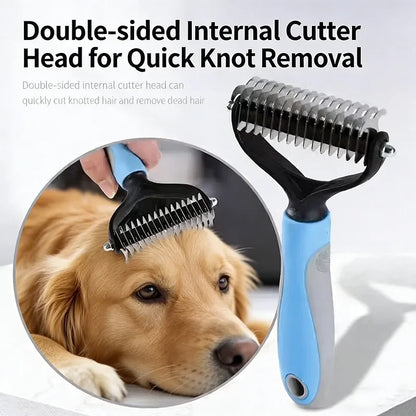Double Sided Pet Dematting Comb Stainless Steel Brush for Cats Dogs Shedding Remover Pet Grooming Tool for Long Short Hair Pets