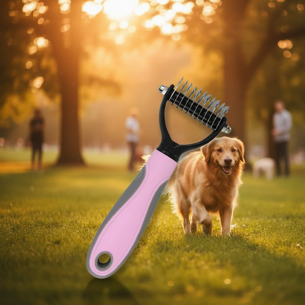 Double Sided Pet Dematting Comb Stainless Steel Brush for Cats Dogs Shedding Remover Pet Grooming Tool for Long Short Hair Pets