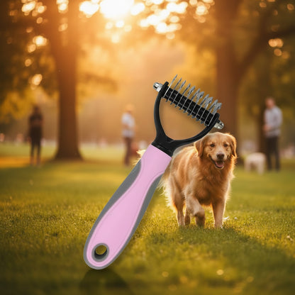 Double Sided Pet Dematting Comb Stainless Steel Brush for Cats Dogs Shedding Remover Pet Grooming Tool for Long Short Hair Pets